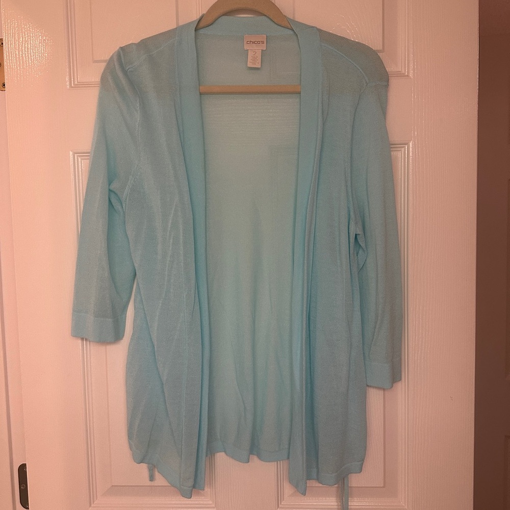 Chico’s Lightweight Blue Spring Cardigan, Size 12